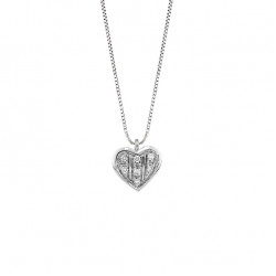 Lantisor din aur alb 18K cu pandantiv inima cu diamante 0,05 ct., model Orsini 0443CI