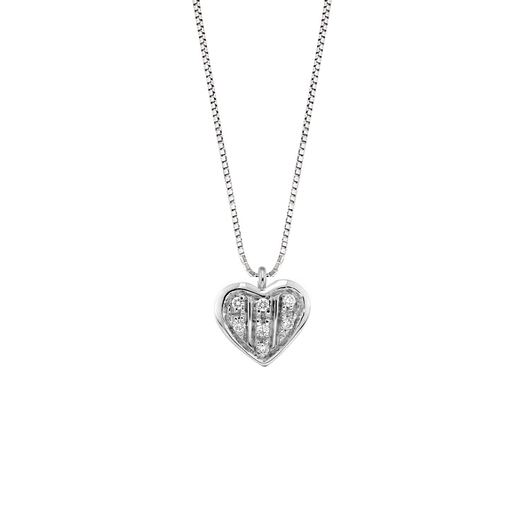 Lantisor din aur 18K cu pandantiv inima cu diamante 0,05 ct., model Orsini 0443CI