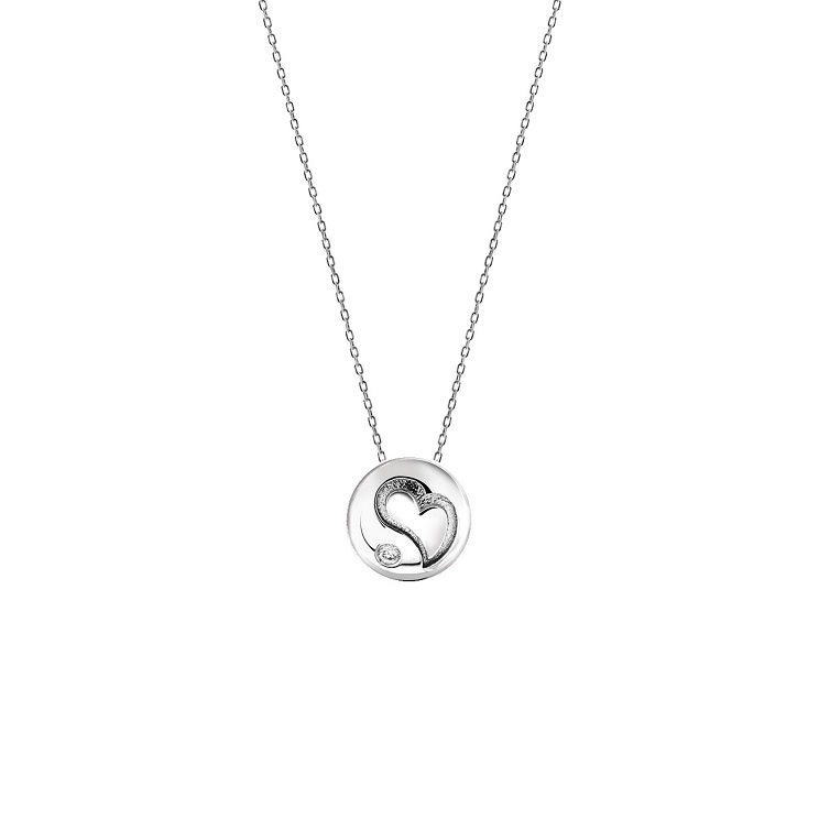 Lantisor din aur 18K cu pandantiv inima cu diamant 0,01 ct., model Orsini 0468CI Lantisor din aur 18K cu pandantiv inima cu diamant 0,01 ct., model Orsini 0468CI