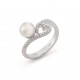 Inel din aur 18K cu perla si diamante 0,10 ct., model inima, Orsini 2405G Inel din aur 18K cu perla si diamante 0,10 ct., model inima, Orsini 2405G