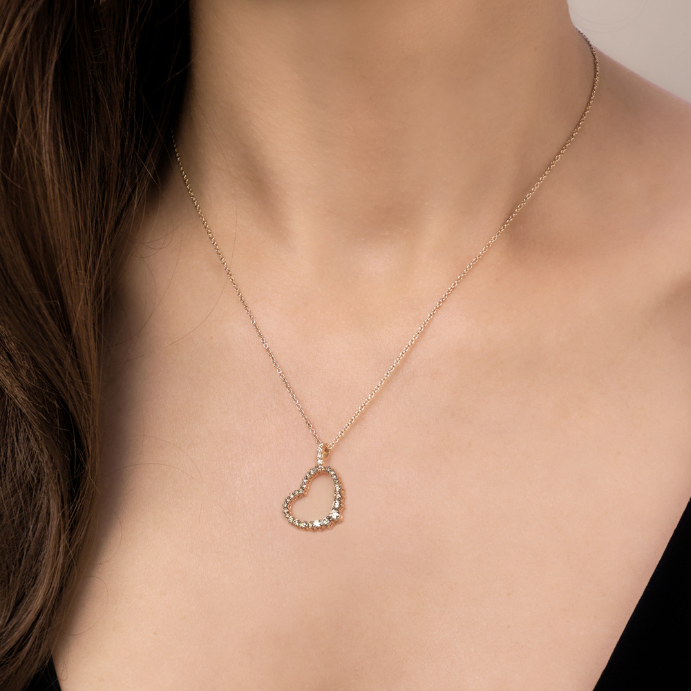 Lantisor din aur 18K cu pandantiv inima cu diamante 0,52 ct., model Orsini CI1623BW1 Lantisor din aur 18K cu pandantiv inima cu diamante 0,52 ct., model Orsini CI1623BW1