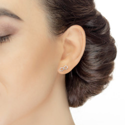 Cercei din aur 18K cu diamante 0,19 ct., model infinit, Orsini 00260BL Cercei din aur 18K cu diamante 0,19 ct., model infinit, Orsini 00260BL