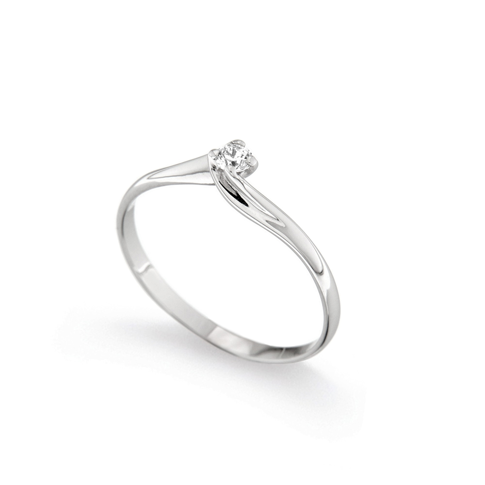 Inel de logodna din aur alb 18K cu diamant 0,05 ct., model Orsini 01039-05