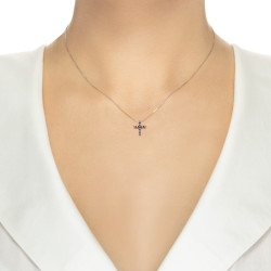 Lantisor din aur 18K cu pandantiv cruciulita cu diamante negre 0,10 ct., model Orsini 0104CIN-C Lantisor din aur 18K cu pandantiv cruciulita cu diamante negre 0,10 ct., model Orsini 0104CIN-C