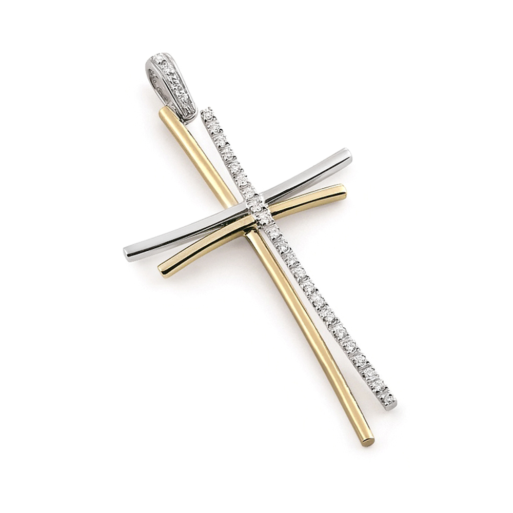 Pandantiv cruce din aur 18K cu diamante 0,19 ct., model Orsini 0164CI