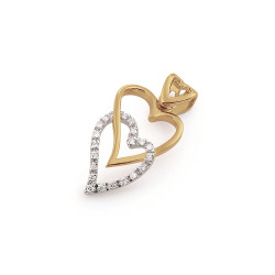 Pandantiv inimioara din aur alb si galben 18K cu diamante 0,12 ct., model Orsini 0198CI