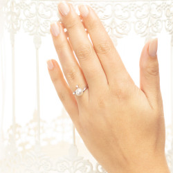 Inel din aur 18K cu perla si diamant 0,02 ct., model Orsini 0987