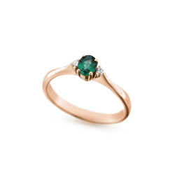 Inel din aur roz 18K cu smarald 0,28 ct. si diamante 0,06 ct., model Orsini 2849G-S4X5