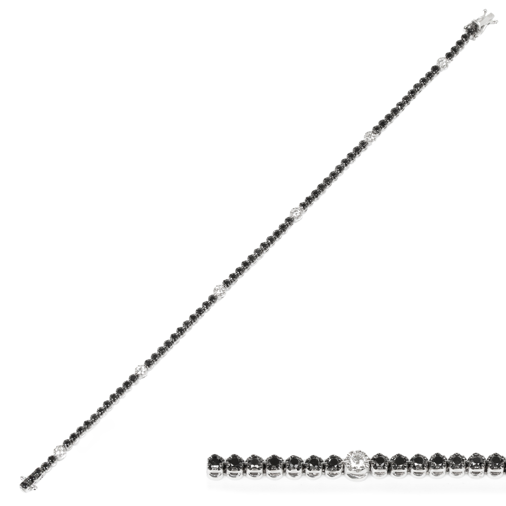 Bratara tennis din aur 18K cu diamante albe si negre 1,78 ct., model Orsini BR0137 Bratara tennis din aur 18K cu diamante albe si negre 1,78 ct., model Orsini BR0137