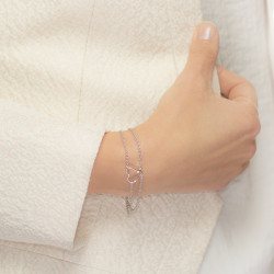 Bratara din aur 18K cu diamante 0,02 ct., model inima, Orsini BR0156