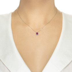 Lantisor din aur 18K cu pandantiv cu rubin 0,90 ct. si diamante 0,12 ct., model Orsini CI1614R5X7 Lantisor din aur 18K cu pandantiv cu rubin 0,90 ct. si diamante 0,12 ct., model Orsini CI1614R5X7
