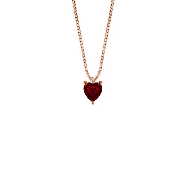 Lantisor din aur 18K cu pandantiv inima din rubin 0,40 ct., model Orsini CI1717R