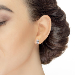 Cercei din aur 18K cu acvamarine 1,60 ct. si diamante 0,02 ct., model Orsini OR0585-5X7 Cercei din aur 18K cu acvamarine 1,60 ct. si diamante 0,02 ct., model Orsini OR0585-5X7